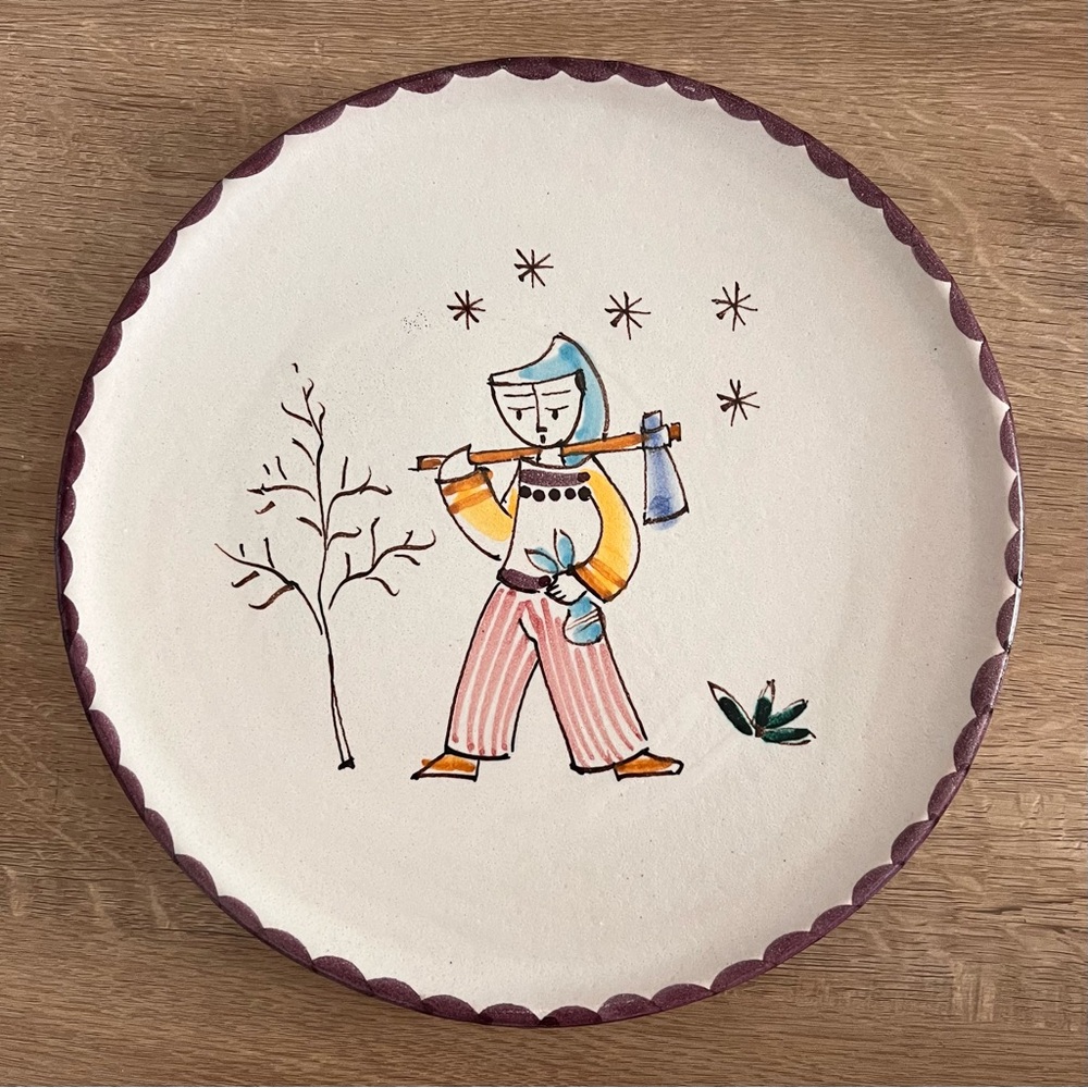 RARE VTG D’Amore Vietri Made In‎ Italy Hand Painted Signed Wall Plate 9”, Farmer